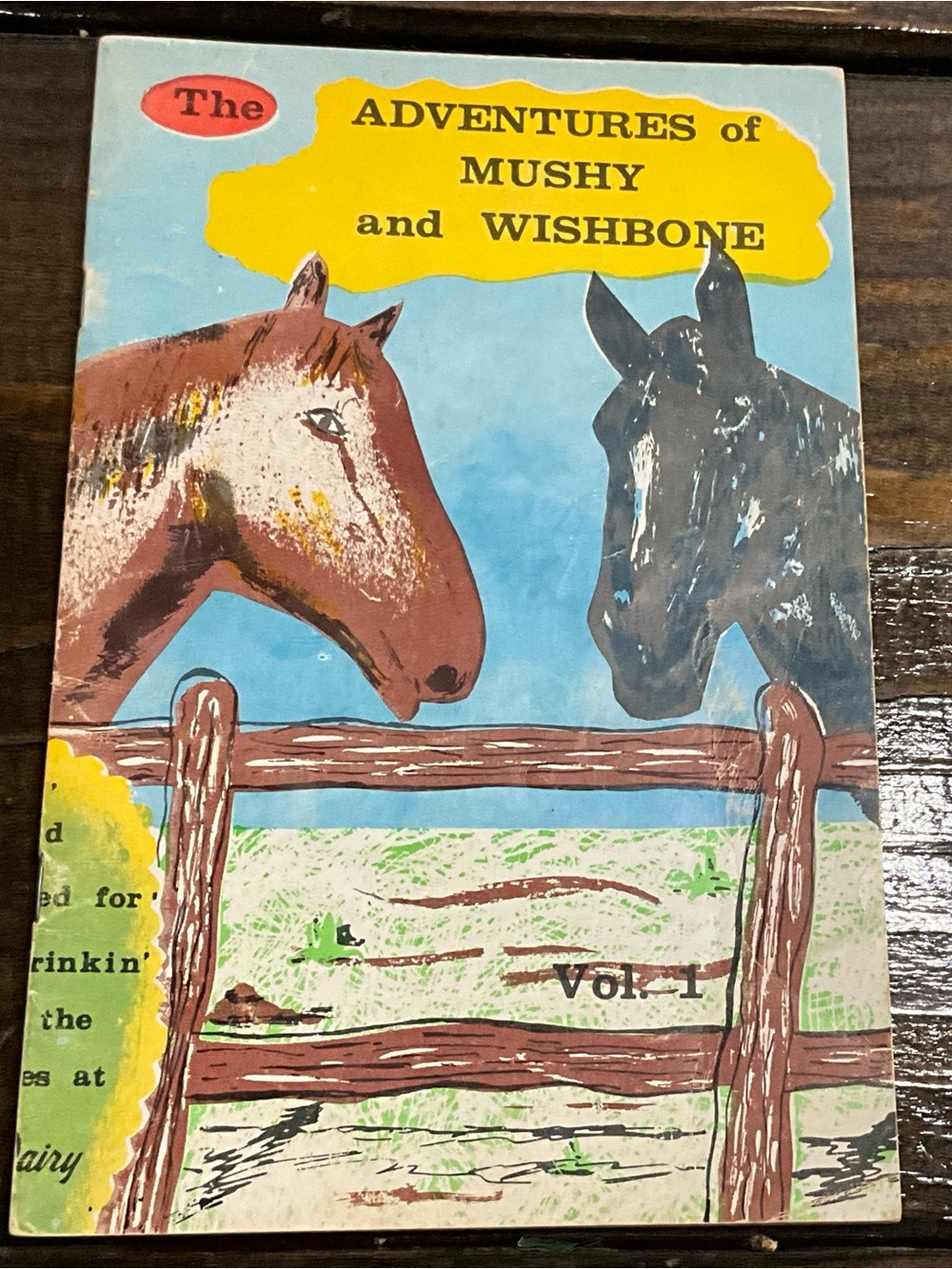 Vintage Prairie Farms Dairy Mushy & Wishbone Vol 1 Red Shoes Book Horses Rare